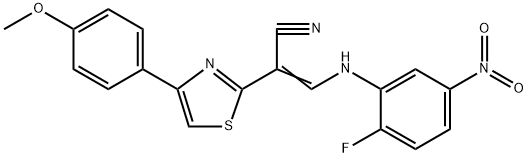 3-{2-fluoro-5-nitroanilino}-2-[4-(4-methoxyphenyl)-1,3-thiazol-2-yl]acrylonitrile 구조식 이미지