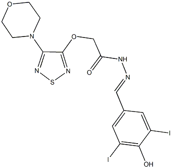 N'-(4-hydroxy-3,5-diiodobenzylidene)-2-{[4-(4-morpholinyl)-1,2,5-thiadiazol-3-yl]oxy}acetohydrazide 구조식 이미지
