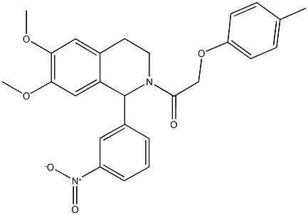 1-{3-nitrophenyl}-6,7-dimethoxy-2-[(4-methylphenoxy)acetyl]-1,2,3,4-tetrahydroisoquinoline 구조식 이미지