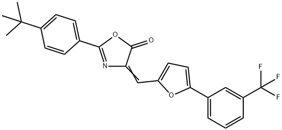 2-(4-tert-butylphenyl)-4-({5-[3-(trifluoromethyl)phenyl]-2-furyl}methylene)-1,3-oxazol-5(4H)-one 구조식 이미지