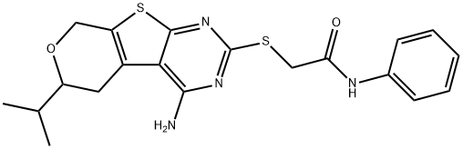 2-[(4-amino-6-isopropyl-5,8-dihydro-6H-pyrano[4',3':4,5]thieno[2,3-d]pyrimidin-2-yl)sulfanyl]-N-phenylacetamide Structure