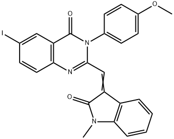 6-iodo-3-(4-methoxyphenyl)-2-[(1-methyl-2-oxo-1,2-dihydro-3H-indol-3-ylidene)methyl]-4(3H)-quinazolinone Structure