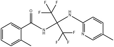 2-methyl-N-[2,2,2-trifluoro-1-[(5-methyl-2-pyridinyl)amino]-1-(trifluoromethyl)ethyl]benzamide Structure