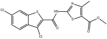 methyl 2-{[(3,6-dichloro-1-benzothien-2-yl)carbonyl]amino}-4-methyl-1,3-thiazole-5-carboxylate 구조식 이미지