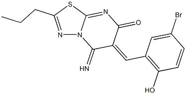 6-(5-bromo-2-hydroxybenzylidene)-5-imino-2-propyl-5,6-dihydro-7H-[1,3,4]thiadiazolo[3,2-a]pyrimidin-7-one 구조식 이미지