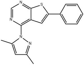 4-(3,5-dimethyl-1H-pyrazol-1-yl)-6-phenylthieno[2,3-d]pyrimidine Structure