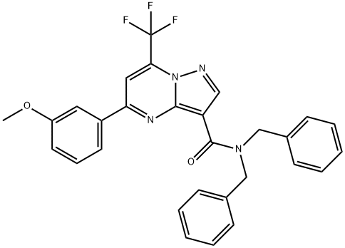 N,N-dibenzyl-5-(3-methoxyphenyl)-7-(trifluoromethyl)pyrazolo[1,5-a]pyrimidine-3-carboxamide Structure