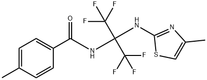 4-methyl-N-[2,2,2-trifluoro-1-[(4-methyl-1,3-thiazol-2-yl)amino]-1-(trifluoromethyl)ethyl]benzamide Structure