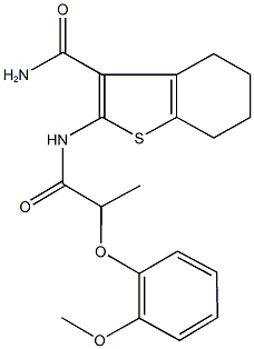 2-{[2-(2-methoxyphenoxy)propanoyl]amino}-4,5,6,7-tetrahydro-1-benzothiophene-3-carboxamide 구조식 이미지