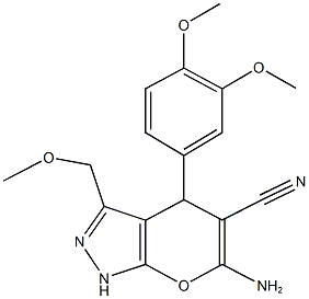 6-amino-4-(3,4-dimethoxyphenyl)-3-(methoxymethyl)-1,4-dihydropyrano[2,3-c]pyrazole-5-carbonitrile Structure