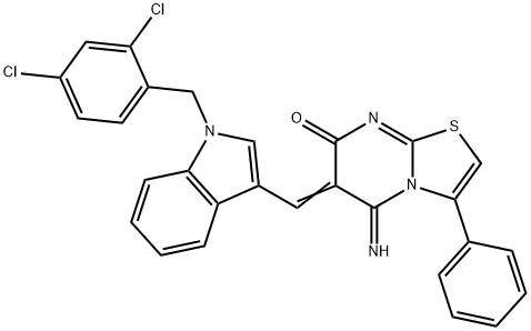 6-{[1-(2,4-dichlorobenzyl)-1H-indol-3-yl]methylene}-5-imino-3-phenyl-5,6-dihydro-7H-[1,3]thiazolo[3,2-a]pyrimidin-7-one 구조식 이미지