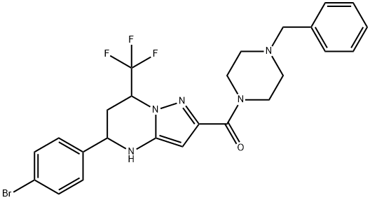 2-[(4-benzyl-1-piperazinyl)carbonyl]-5-(4-bromophenyl)-7-(trifluoromethyl)-4,5,6,7-tetrahydropyrazolo[1,5-a]pyrimidine Structure