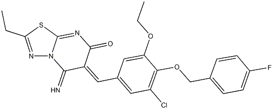 6-{3-chloro-5-ethoxy-4-[(4-fluorobenzyl)oxy]benzylidene}-2-ethyl-5-imino-5,6-dihydro-7H-[1,3,4]thiadiazolo[3,2-a]pyrimidin-7-one Structure