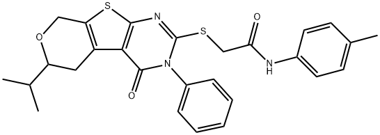 2-[(6-isopropyl-4-oxo-3-phenyl-3,5,6,8-tetrahydro-4H-pyrano[4',3':4,5]thieno[2,3-d]pyrimidin-2-yl)sulfanyl]-N-(4-methylphenyl)acetamide Structure
