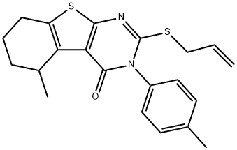 2-(allylsulfanyl)-5-methyl-3-(4-methylphenyl)-5,6,7,8-tetrahydro[1]benzothieno[2,3-d]pyrimidin-4(3H)-one 구조식 이미지