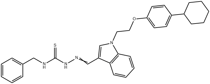 1-[2-(4-cyclohexylphenoxy)ethyl]-1H-indole-3-carbaldehyde N-benzylthiosemicarbazone Structure