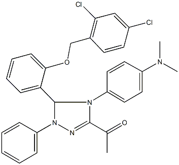 1-{5-{2-[(2,4-dichlorobenzyl)oxy]phenyl}-4-[4-(dimethylamino)phenyl]-1-phenyl-4,5-dihydro-1H-1,2,4-triazol-3-yl}ethanone 구조식 이미지