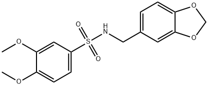 N-(1,3-benzodioxol-5-ylmethyl)-3,4-dimethoxybenzenesulfonamide 구조식 이미지