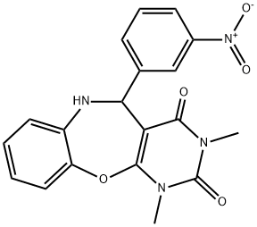 5-{3-nitrophenyl}-1,3-dimethyl-5,6-dihydropyrimido[4,5-b][1,5]benzoxazepine-2,4(1H,3H)-dione Structure