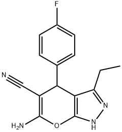6-amino-3-ethyl-4-(4-fluorophenyl)-1,4-dihydropyrano[2,3-c]pyrazole-5-carbonitrile 구조식 이미지