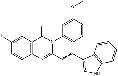 2-[2-(1H-indol-3-yl)vinyl]-6-iodo-3-(3-methoxyphenyl)-4(3H)-quinazolinone 구조식 이미지