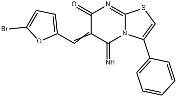 6-[(5-bromo-2-furyl)methylene]-5-imino-3-phenyl-5,6-dihydro-7H-[1,3]thiazolo[3,2-a]pyrimidin-7-one 구조식 이미지