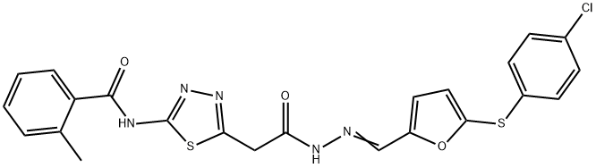 N-(5-{2-[2-({5-[(4-chlorophenyl)sulfanyl]-2-furyl}methylene)hydrazino]-2-oxoethyl}-1,3,4-thiadiazol-2-yl)-2-methylbenzamide Structure