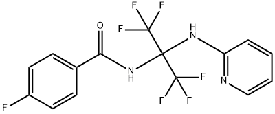 4-fluoro-N-[2,2,2-trifluoro-1-(pyridin-2-ylamino)-1-(trifluoromethyl)ethyl]benzamide 구조식 이미지