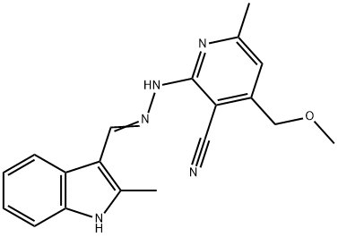 4-(methoxymethyl)-6-methyl-2-{2-[(2-methyl-1H-indol-3-yl)methylene]hydrazino}nicotinonitrile Structure