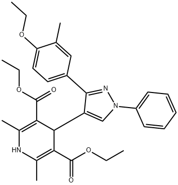 diethyl 4-[3-(4-ethoxy-3-methylphenyl)-1-phenyl-1H-pyrazol-4-yl]-2,6-dimethyl-1,4-dihydro-3,5-pyridinedicarboxylate 구조식 이미지