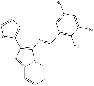 2,4-dibromo-6-({[2-(2-furyl)imidazo[1,2-a]pyridin-3-yl]imino}methyl)phenol Structure