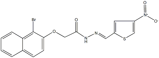2-[(1-bromo-2-naphthyl)oxy]-N'-({4-nitro-2-thienyl}methylene)acetohydrazide Structure