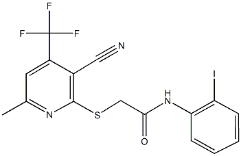 2-{[3-cyano-6-methyl-4-(trifluoromethyl)pyridin-2-yl]sulfanyl}-N-(2-iodophenyl)acetamide Structure