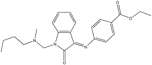 ethyl 4-[(1-{[butyl(methyl)amino]methyl}-2-oxo-1,2-dihydro-3H-indol-3-ylidene)amino]benzoate 구조식 이미지