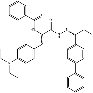 N-{1-{[2-(1-[1,1'-biphenyl]-4-ylpropylidene)hydrazino]carbonyl}-2-[4-(diethylamino)phenyl]vinyl}benzamide 구조식 이미지