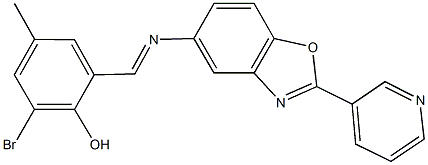 2-bromo-4-methyl-6-({[2-(3-pyridinyl)-1,3-benzoxazol-5-yl]imino}methyl)phenol Structure
