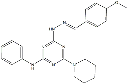4-methoxybenzaldehyde [4-anilino-6-(1-piperidinyl)-1,3,5-triazin-2-yl]hydrazone 구조식 이미지