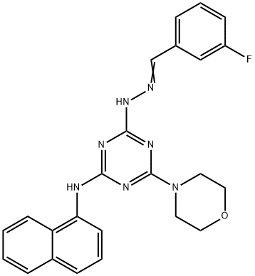 3-fluorobenzaldehyde [4-(4-morpholinyl)-6-(1-naphthylamino)-1,3,5-triazin-2-yl]hydrazone 구조식 이미지