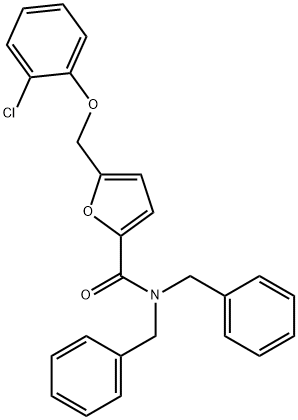 N,N-dibenzyl-5-[(2-chlorophenoxy)methyl]-2-furamide 구조식 이미지