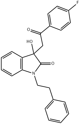 3-[2-(4-fluorophenyl)-2-oxoethyl]-3-hydroxy-1-(2-phenylethyl)-1,3-dihydro-2H-indol-2-one Structure