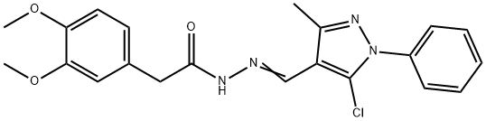 N'-[(5-chloro-3-methyl-1-phenyl-1H-pyrazol-4-yl)methylene]-2-(3,4-dimethoxyphenyl)acetohydrazide 구조식 이미지