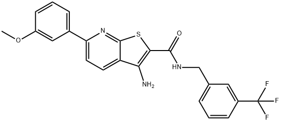 3-amino-6-(3-methoxyphenyl)-N-[3-(trifluoromethyl)benzyl]thieno[2,3-b]pyridine-2-carboxamide 구조식 이미지