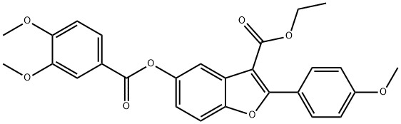 ethyl 5-[(3,4-dimethoxybenzoyl)oxy]-2-(4-methoxyphenyl)-1-benzofuran-3-carboxylate 구조식 이미지