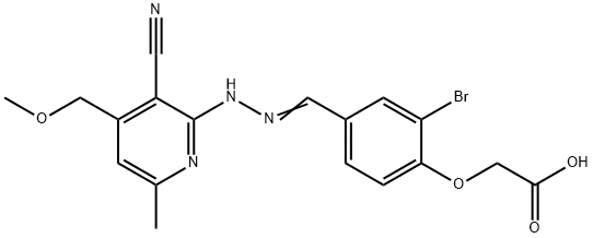 (2-bromo-4-{2-[3-cyano-4-(methoxymethyl)-6-methyl-2-pyridinyl]carbohydrazonoyl}phenoxy)acetic acid Structure