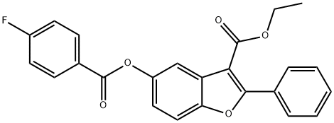 ethyl 5-[(4-fluorobenzoyl)oxy]-2-phenyl-1-benzofuran-3-carboxylate 구조식 이미지