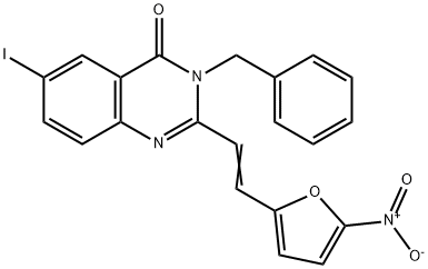 3-benzyl-2-(2-{5-nitro-2-furyl}vinyl)-6-iodo-4(3H)-quinazolinone 구조식 이미지