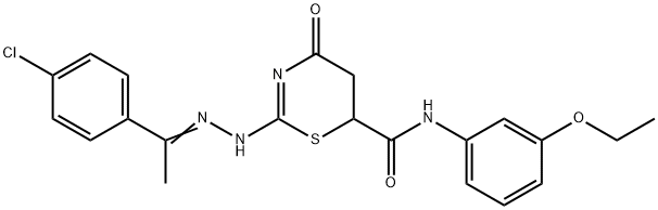 2-{[1-(4-chlorophenyl)ethylidene]hydrazono}-N-(3-ethoxyphenyl)-4-oxo-1,3-thiazinane-6-carboxamide Structure