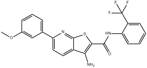 3-amino-6-(3-methoxyphenyl)-N-[2-(trifluoromethyl)phenyl]thieno[2,3-b]pyridine-2-carboxamide Structure