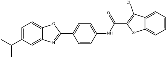 3-chloro-N-[4-(5-isopropyl-1,3-benzoxazol-2-yl)phenyl]-1-benzothiophene-2-carboxamide Structure