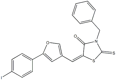 3-benzyl-5-{[5-(4-iodophenyl)-3-furyl]methylene}-2-thioxo-1,3-thiazolidin-4-one 구조식 이미지